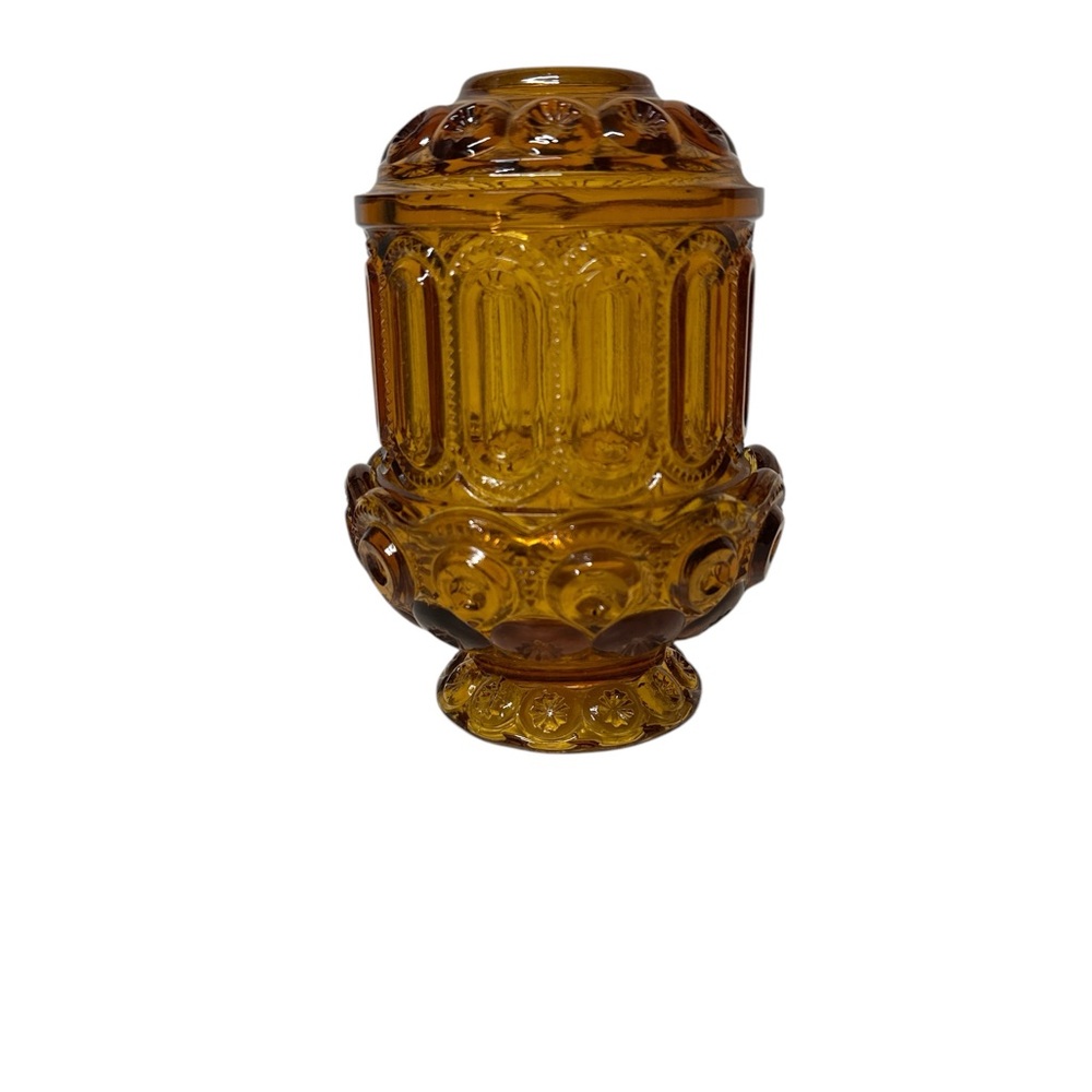 LE Smith Moon & Star Amber 2 piece Fairy Lamp candle holder excellent condition